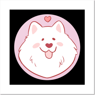 Cute Samoyed with a heart illustration Posters and Art